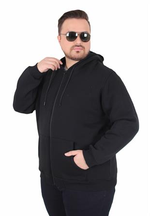 Starbattal Büyük Beden Unisex Kapüşonlu 3ip Sweat 11701 SIYAH