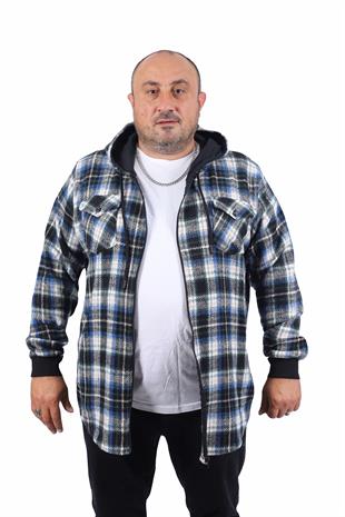 Starbattal Erkek Büyük Beden Kapüşonlu Sweat Oduncu Çiftcep 22203-1733