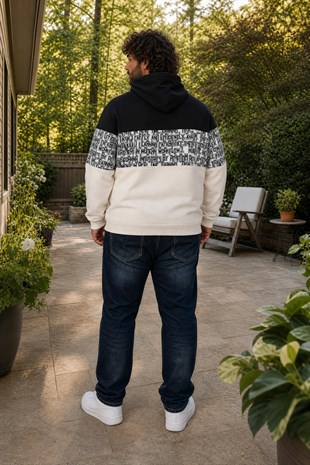 Starbattal Büyük Beden Kapüşonlu 3ip Sweat Transforming 25713 SIYAH
