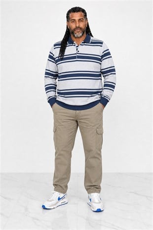 Starbattal Büyük Beden Erkek Polo Yaka Sweatshirt 22404-746