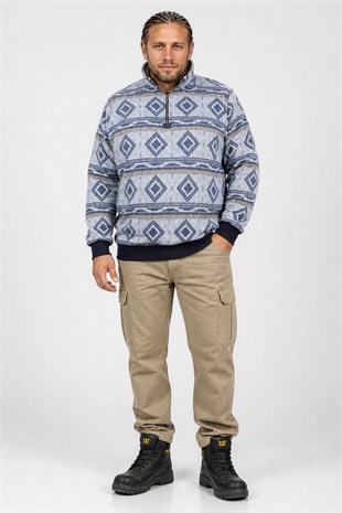 Starbattal Sweatshirt Oduncu Polo Yaka Fermuarlı 22220-2197