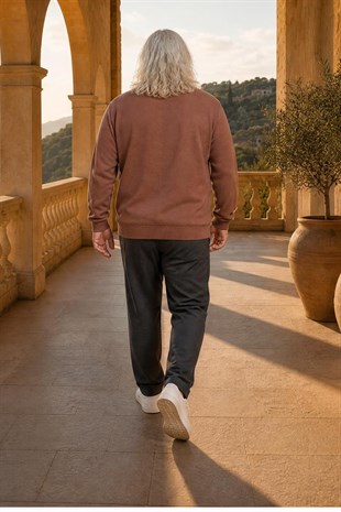Starbattal Erkek Büyük Beden Polo Yaka Sweat Feel Good 24408 S.KAHVE