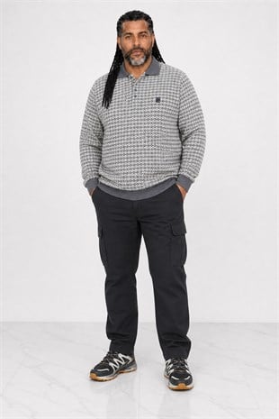 Starbattal Büyük Beden Erkek Sweatshirt Polo Yaka 22714-721