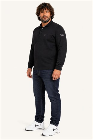 Starbattal Erkek Büyük Beden Polo Yaka Sweat Orjinal 24409 SIYAH