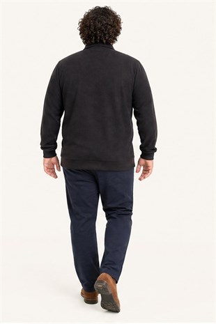 Starbattal Erkek Büyük Beden Polo Yaka Sweat Moc Grande 24410 SIYAH