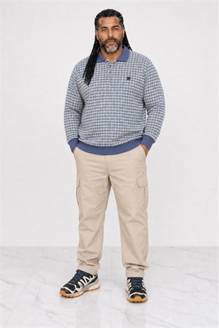 Starbattal Büyük Beden Erkek Sweatshirt Polo Yaka 22714-700