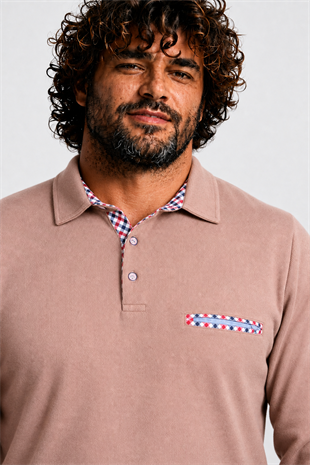 Starbattal Erkek Büyük Beden Polo Yaka Sweat Flota Cep 24407 S.KAHVE