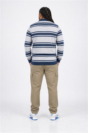 Starbattal Büyük Beden Erkek Polo Yaka Sweatshirt 22404-746