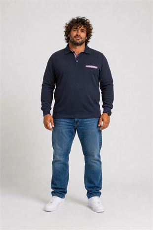 Starbattal Erkek Büyük Beden Polo Yaka Sweat Flota Cep 24407 LACIVERT
