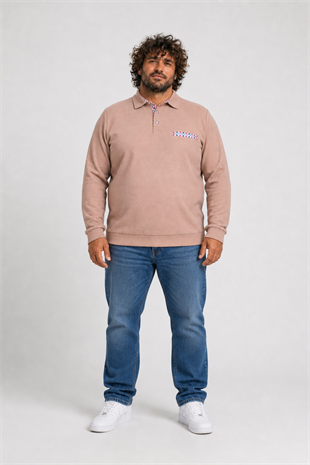 Starbattal Erkek Büyük Beden Polo Yaka Sweat Flota Cep 24407 S.KAHVE
