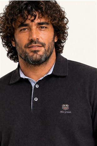 Starbattal Erkek Büyük Beden Polo Yaka Sweat Moc Grande 24410 SIYAH
