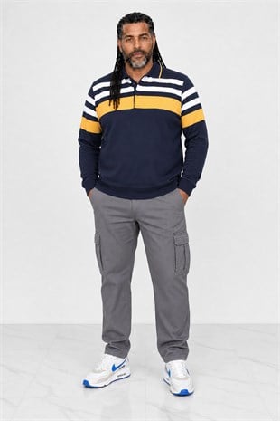 Starbattal Büyük Beden Erkek Polo Yaka Sweatshirt 22404-728