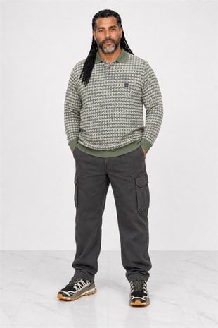 Starbattal Büyük Beden Erkek Sweatshirt Polo Yaka 22714-707