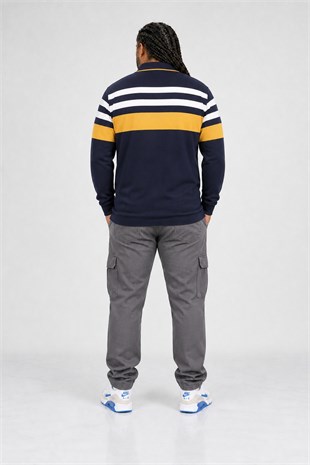 Starbattal Büyük Beden Erkek Polo Yaka Sweatshirt 22404-728