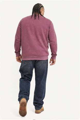 Starbattal Erkek Büyük Beden Sıfır Yaka 3ip Sweat Original 24203 Eflatun