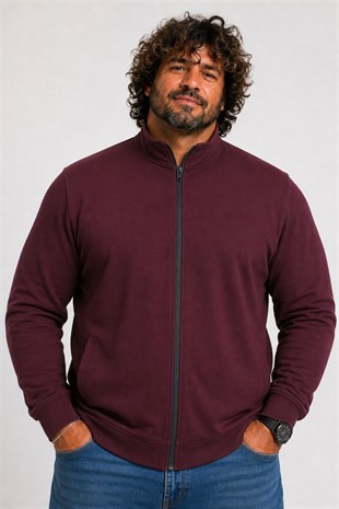 Starbattal Büyük Beden Basic Mevsimlik Fermuarlı Sweatshirt 22750 MURDUM