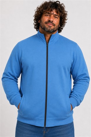 Starbattal Büyük Beden Basic Mevsimlik Fermuarlı Sweatshirt 22750 SAKS