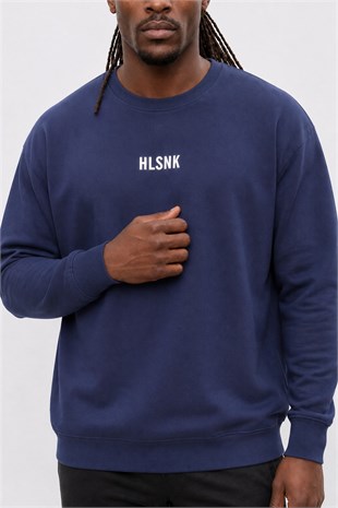 Starbattal Erkek Büyük Beden Sıfır Yaka Sweat Hlsnk 23204 INDIGO