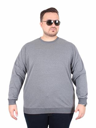 Starbattal Büyük Beden Sıfır Yaka Classic Sweat 23216 ANTRASIT