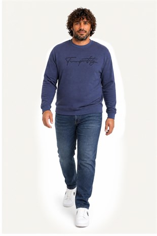Starbattal Erkek Büyük Beden Sıfır Yaka Sweat Twenty 24200 INDIGO