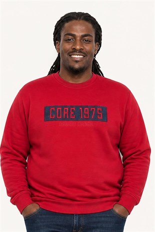 Starbattal Erkek Büyük Beden Sıfır Yaka 3ip Sweat Core 1975 24209 BORDO