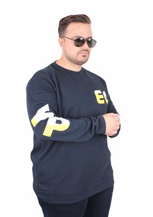 Starbattal Büyük Beden Bisiklet Yaka Sweat Double Face Pike EO 25703 LACIVERT