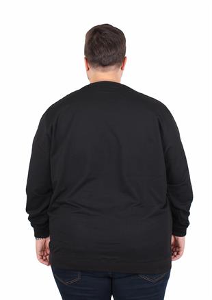 Starbattal Büyük Beden Sıfır Yaka Classic Sweat 23216 SIYAH