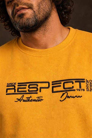 Starbattal Erkek Büyük Beden Sıfır Yaka 3ip Sweat Respect 24205 HARDAL