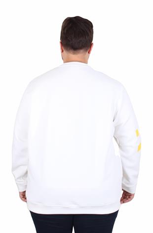 Starbattal Büyük Beden Bisiklet Yaka Sweat Double Face Pike EO 25703 EKRU