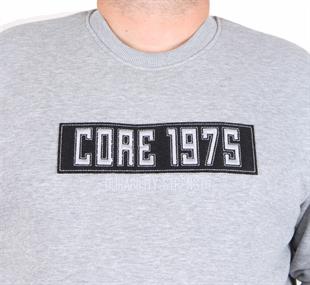 Starbattal Erkek Büyük Beden Sıfır Yaka 3ip Sweat Core 1975 24209 GRI MELANJ