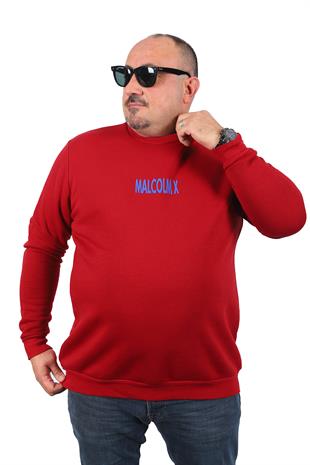 Starbattal Büyük Beden Erkek Sweat MalcolmX 22735 BORDO