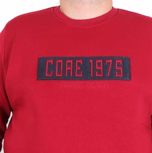 Starbattal Erkek Büyük Beden Sıfır Yaka 3ip Sweat Core 1975 24209 BORDO