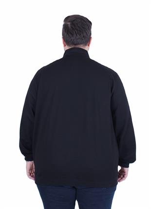 Starbattal Büyük Beden Basic Mevsimlik Fermuarlı Sweatshirt 22750 SIYAH