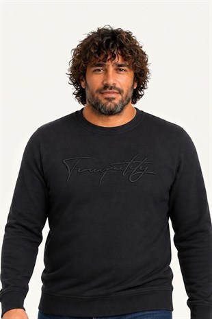 Starbattal Erkek Büyük Beden Sıfır Yaka Sweat Twenty 24200 SIYAH