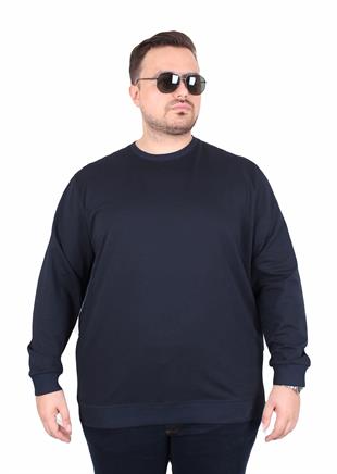 Starbattal Büyük Beden Sıfır Yaka Classic Sweat 23216 LACIVERT