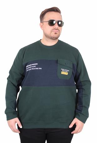 Starbattal Büyük Beden Bisiklet Yaka Cepli Sweat Double Face Pike 25702 NEFTI