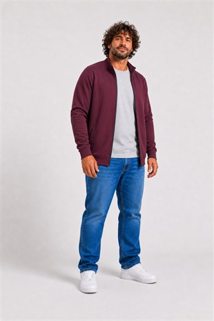 Starbattal Büyük Beden Basic Mevsimlik Fermuarlı Sweatshirt 22750 MURDUM
