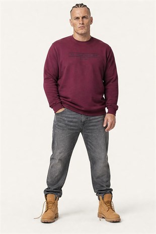 Starbattal Erkek Büyük Beden Sıfır Yaka 3ip Sweat Original 24203 MURDUM