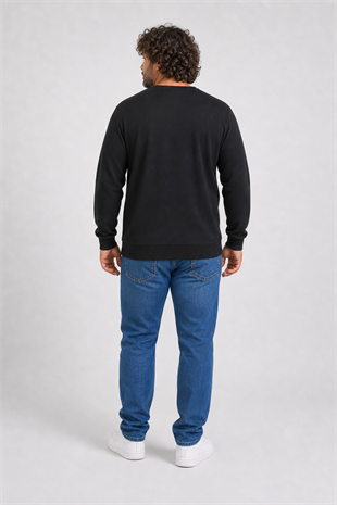 Starbattal Büyük Beden Selanik V Yaka Classic Sweat 23201 SIYAH
