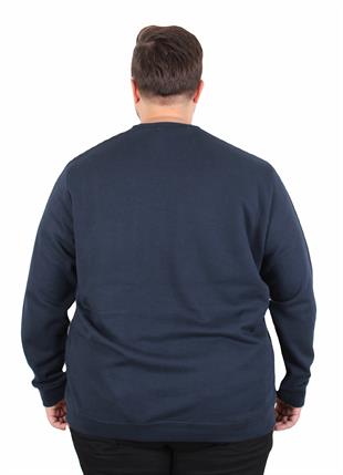 Starbattal Büyük Beden Bisiklet Yaka Cepli Sweat Double Face Pike 25702 LACIVERT