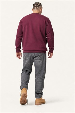 Starbattal Erkek Büyük Beden Sıfır Yaka 3ip Sweat Original 24203 MURDUM