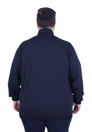 Starbattal Büyük Beden Basic Mevsimlik Fermuarlı Sweatshirt 22750 LACIVERT