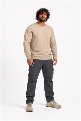 Starbattal Büyük Beden Sweatshirt Bisiklet Yaka Deri Arma 22703-2151