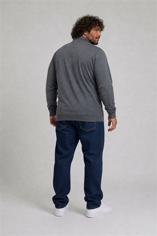 Starbattal Büyük Beden Basic Mevsimlik Fermuarlı Sweatshirt 22750 ANTRASIT