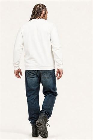 Starbattal Erkek Büyük Beden Sıfır Yaka 3ip Sweat Original 24203 EKRU