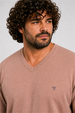 Starbattal Büyük Beden Selanik V Yaka Classic Sweat 23201 S.KAHVE