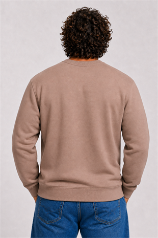 Starbattal Erkek Büyük Beden Sıfır Yaka 3ip Sweat Black 24202 S.KAHVE