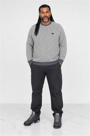 Starbattal Büyük Beden Erkek Bisiklet Yaka Sweatshirt 22715-785