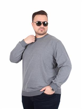 Starbattal Büyük Beden Sıfır Yaka Classic Sweat 23216 ANTRASIT