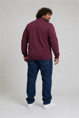 Starbattal Büyük Beden Basic Mevsimlik Fermuarlı Sweatshirt 22750 MURDUM